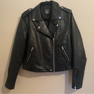Faux Leather Zip-Up Jacket